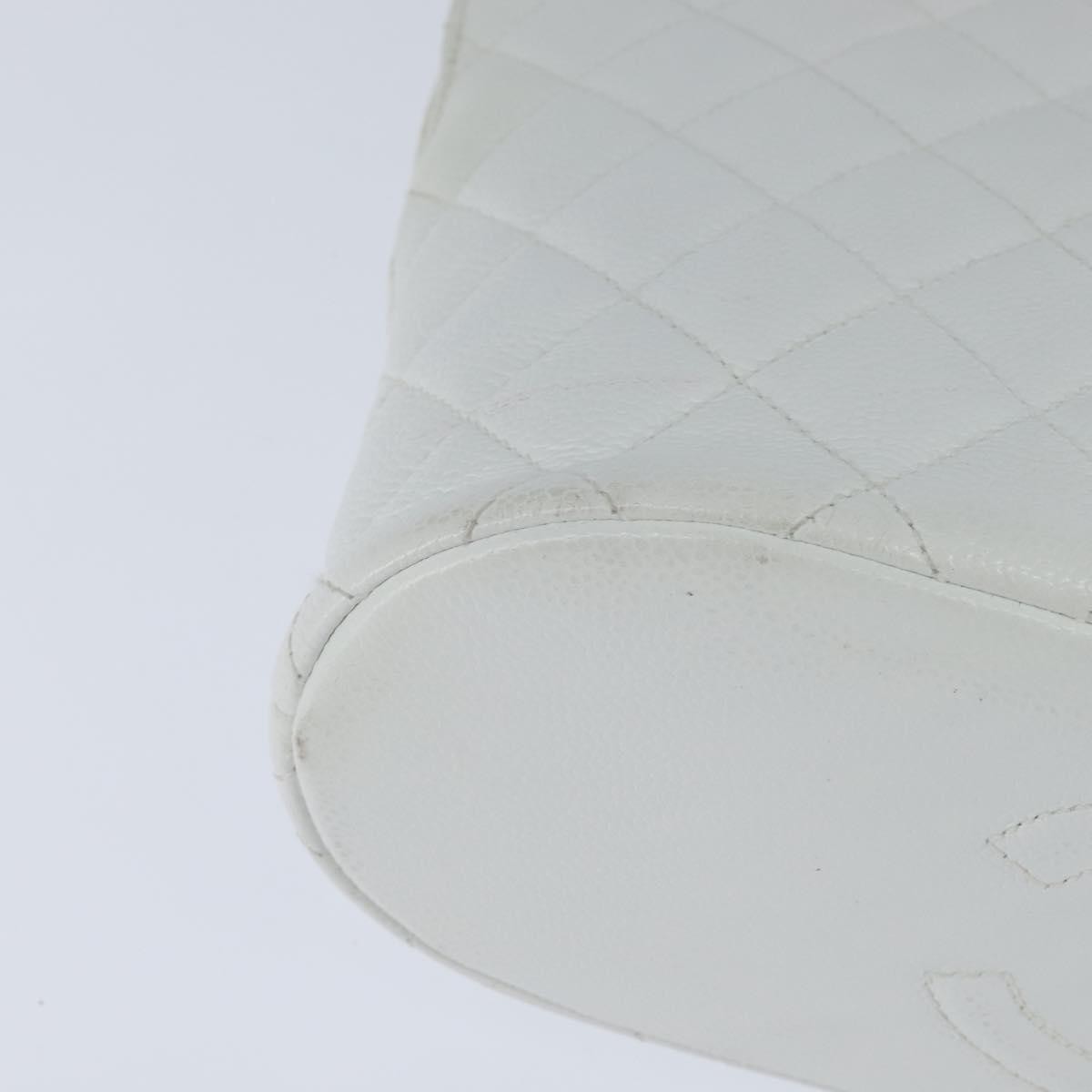 Chanel Vintage Cc Zip Around Bowler Bag Quilted Caviar White Leather Tote Bag Bag