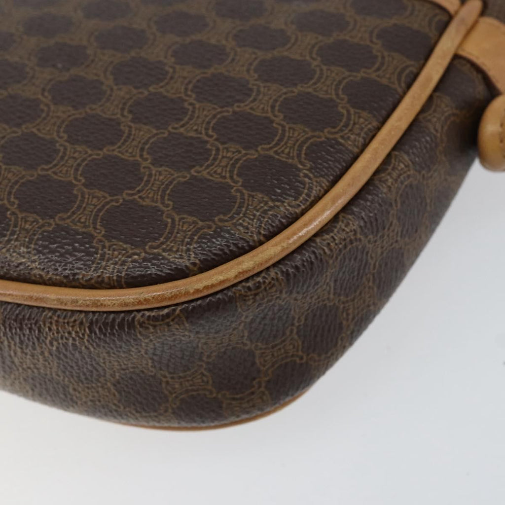 Celine Vintage Macadam Shoulder Bag Canvas And Leather Brown Canvas Shoulder Bag Bag