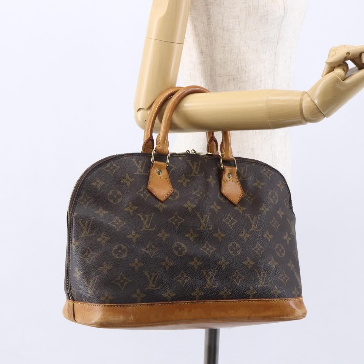 Louis Vuitton Vintage Alma Handbag Monogram Canvas Brown Canvas Handbag