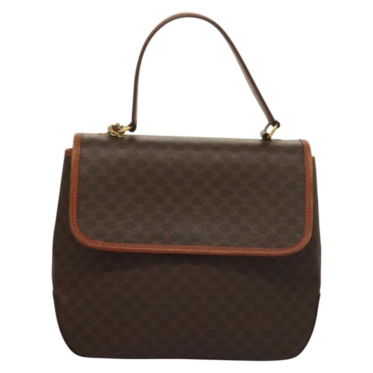 Celine Triomphe Vintage Handbag Macadam Canvas Brown Canvas Bag