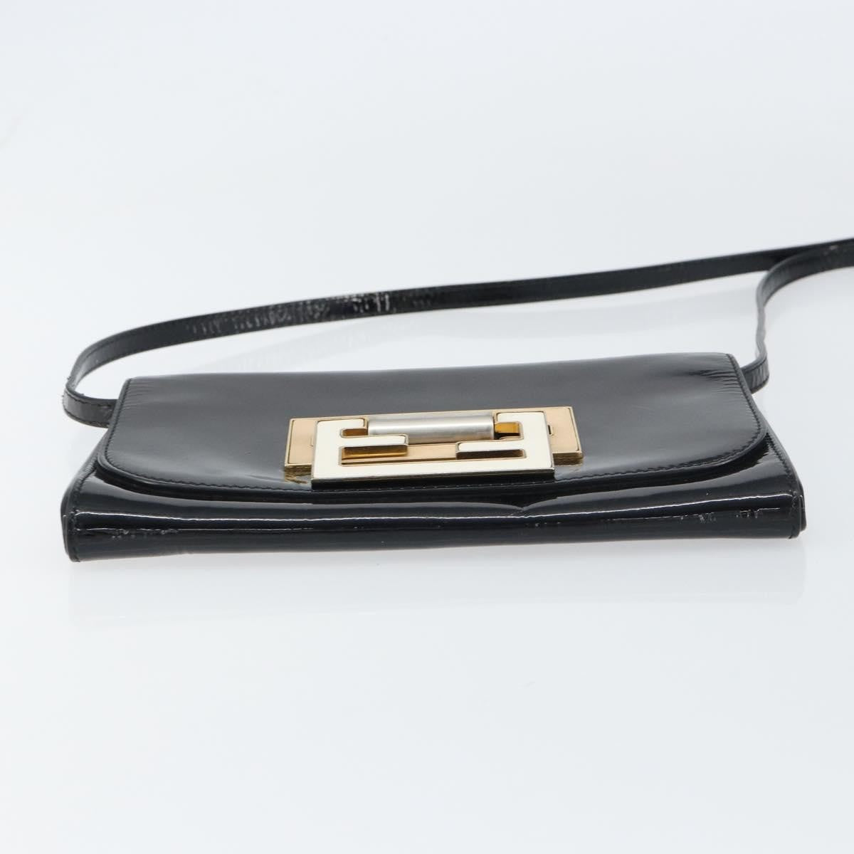 Fendi Vintage Shoulder Bag Enamel Black Patent_Leather Shoulder Bag Bag