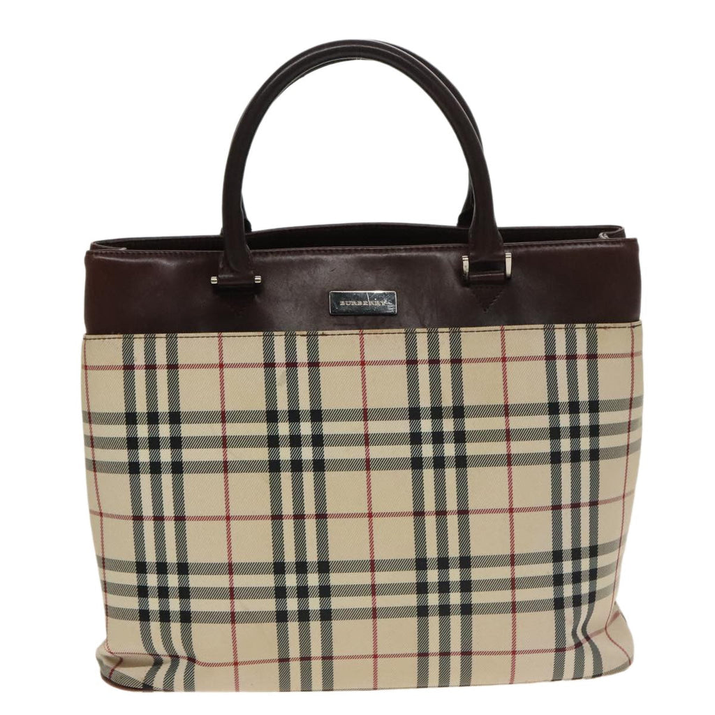 Burberry Nova Check Tote Canvas And Leather Beige Canvas Tote Bag