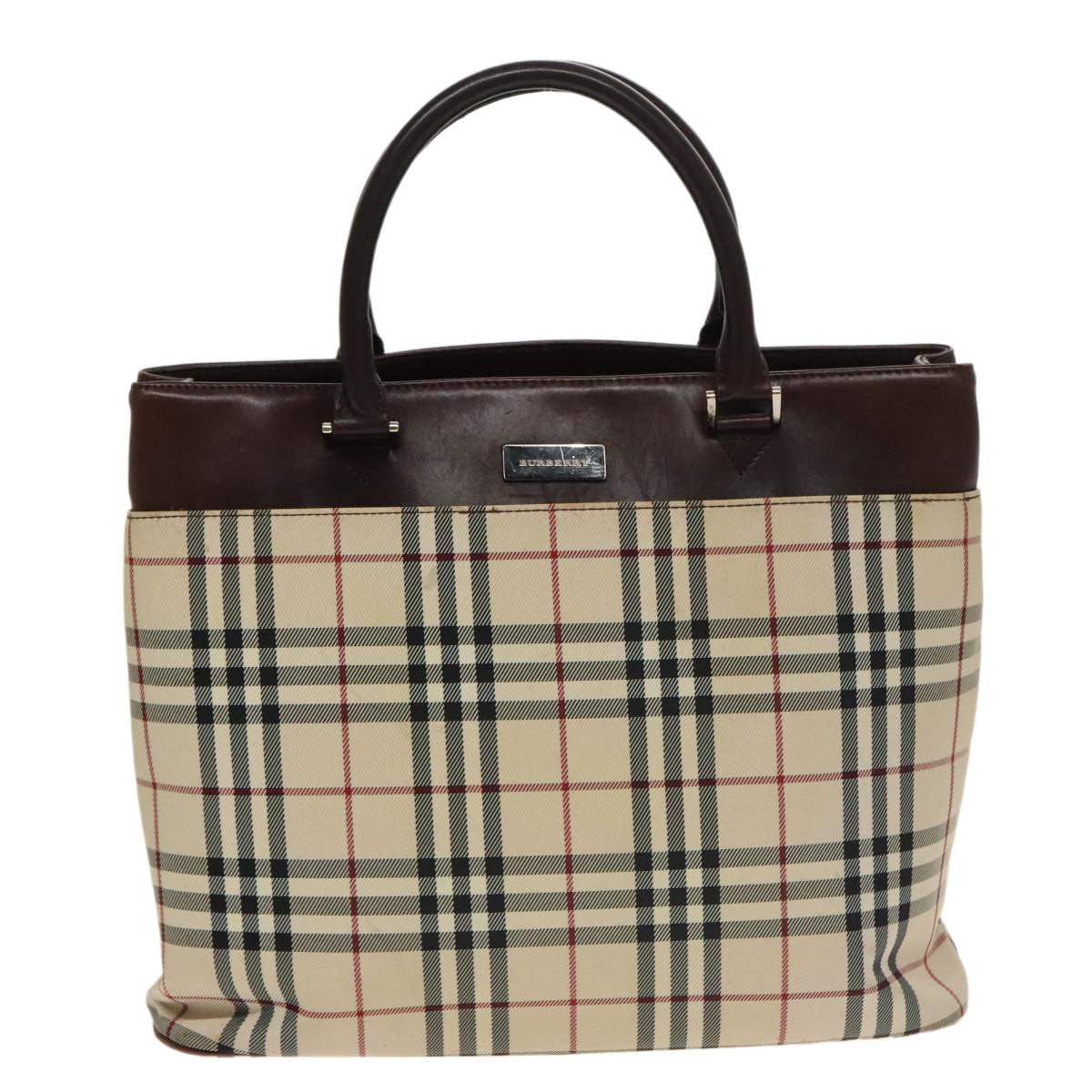 Burberry Nova Check Tote Canvas And Leather Beige Canvas Tote Bag