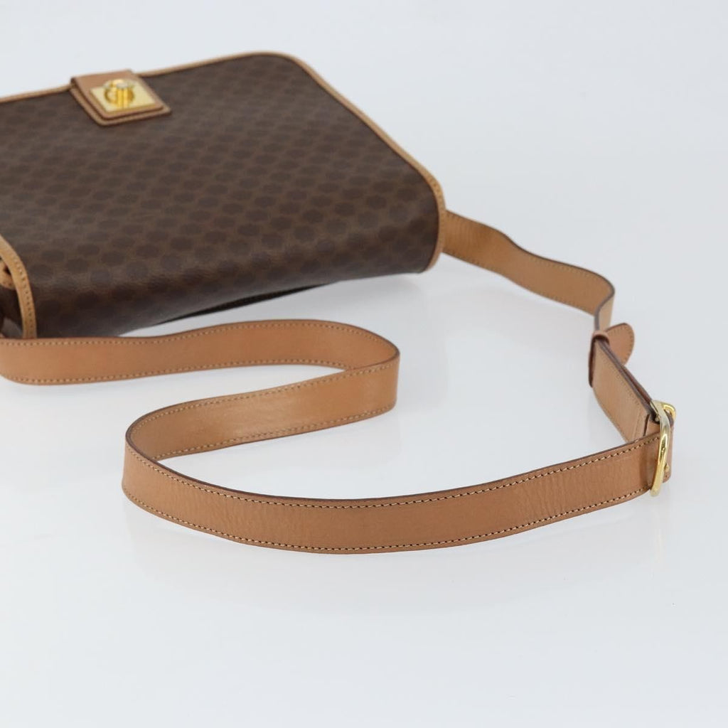 Celine Vintage Macadam Shoulder Bag Canvas And Leather Brown Canvas Shoulder Bag Bag