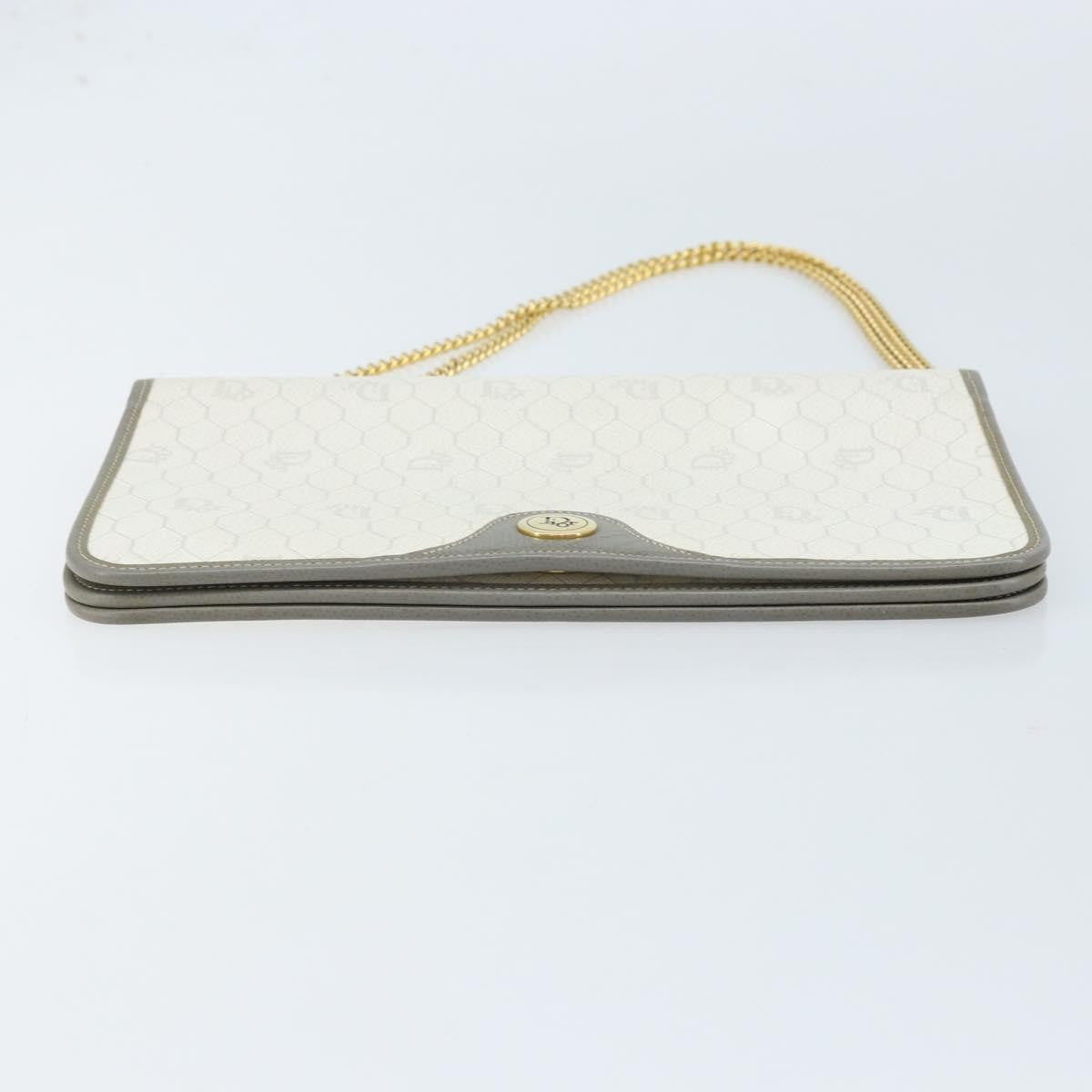 Christian Dior Vintage Honeycomb Chain Canvas White Canvas Shoulder Bag Bag (Pre-Owned)