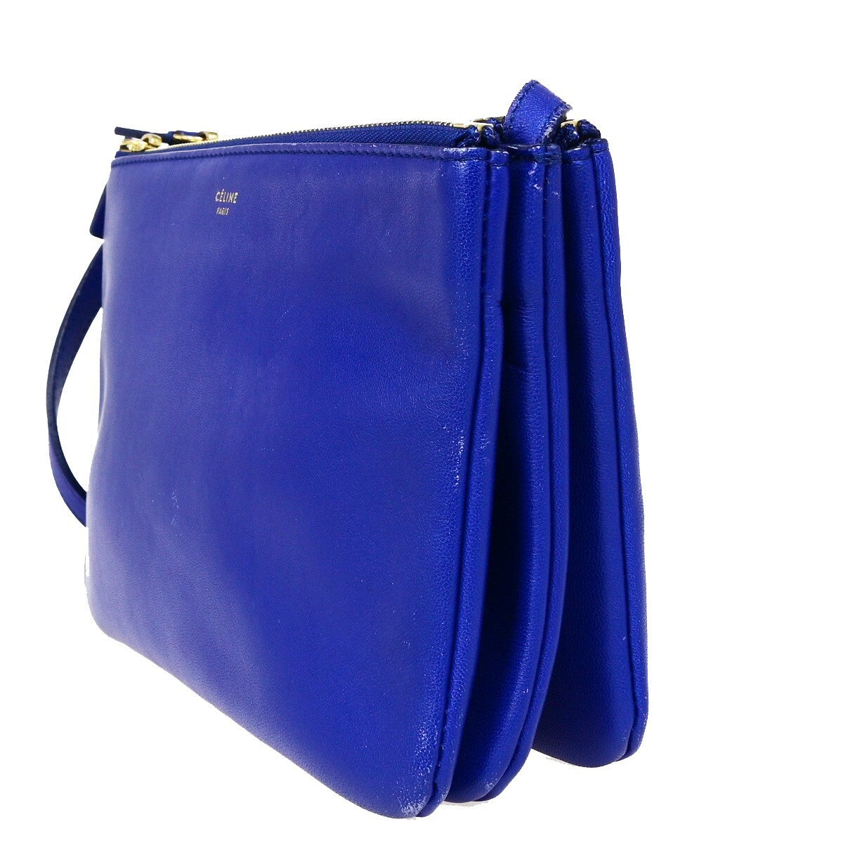 Celine Trio Crossbody Bag Leather Blue Leather Bag