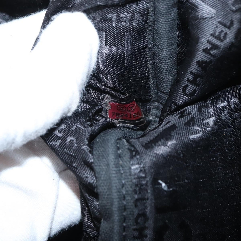 Chanel Square Stitch Boston Bag Quilted Nylon Black Nylon Travel Bag Bag