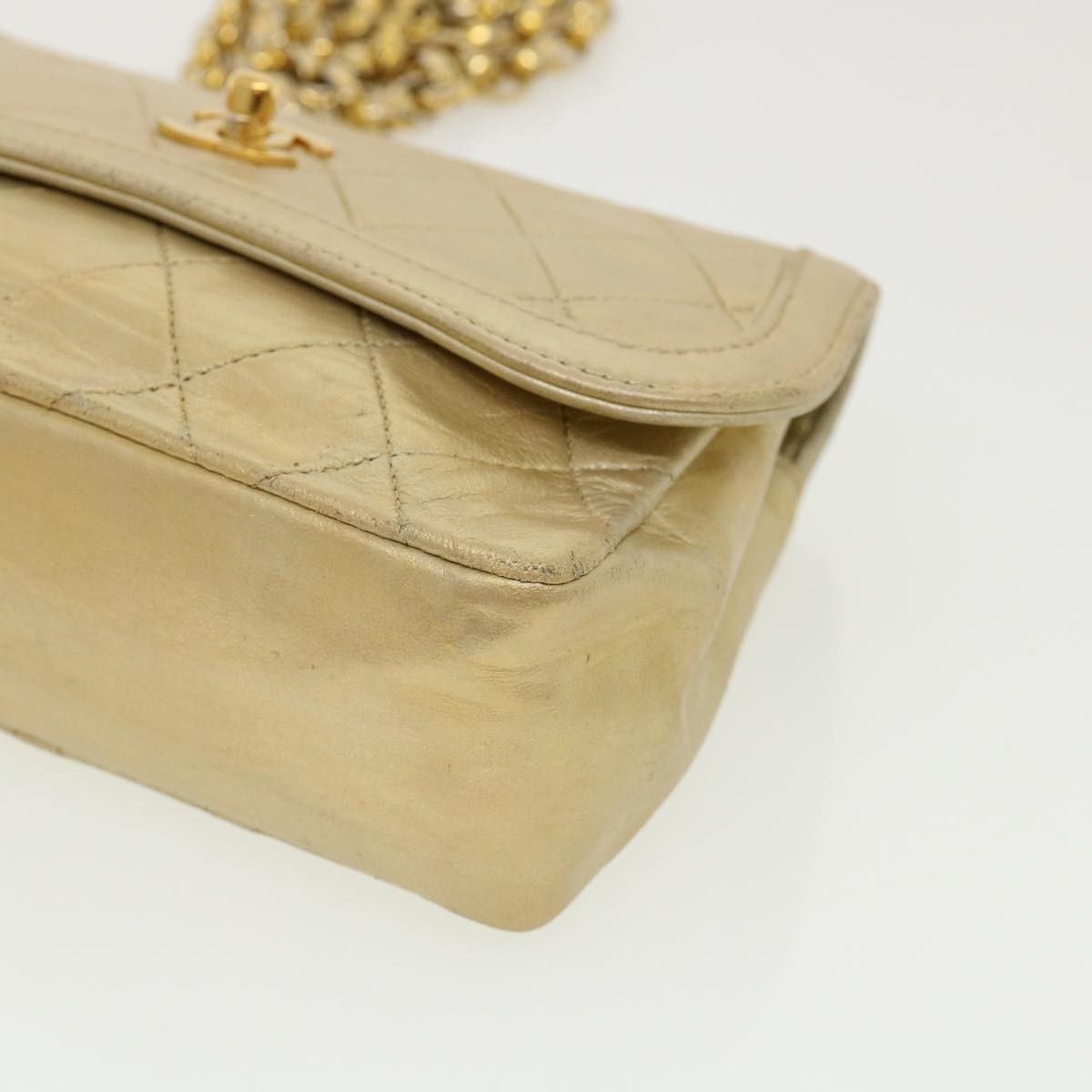 Chanel Vintage Cc Chain Flap Bag Quilted Lambskin Gold Leather Shoulder Bag Bag