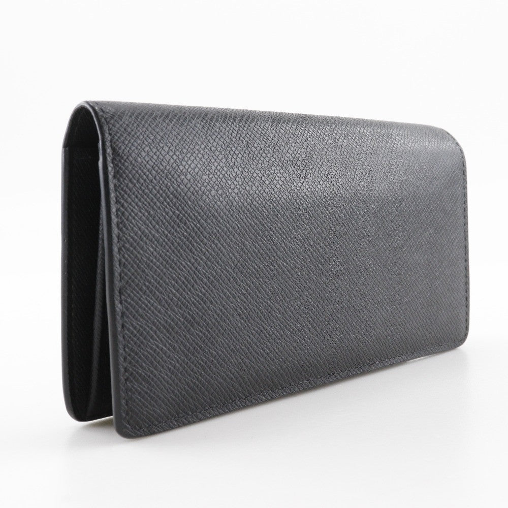 Louis Vuitton Brazza Long Bifold Wallet Taiga Leather Black Leather Wallets Accessory
