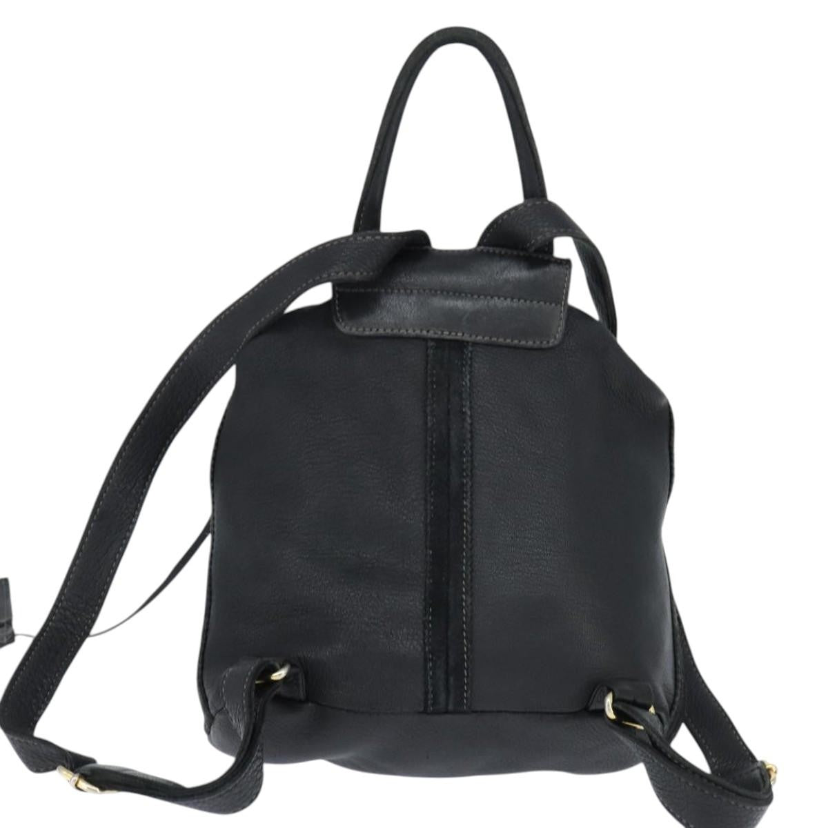Fendi Logo Flap Drawstring Backpack Leather Black Leather Backpack Bag