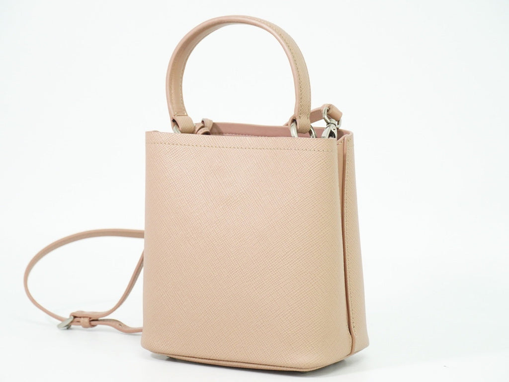 Prada Panier Bucket Bag Saffiano Leather Beige Leather Bag