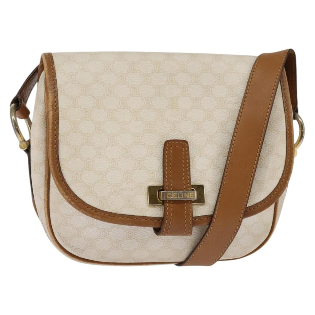 Celine Vintage Macadam Shoulder Bag Canvas And Leather Ecru Canvas Shoulder Bag Bag