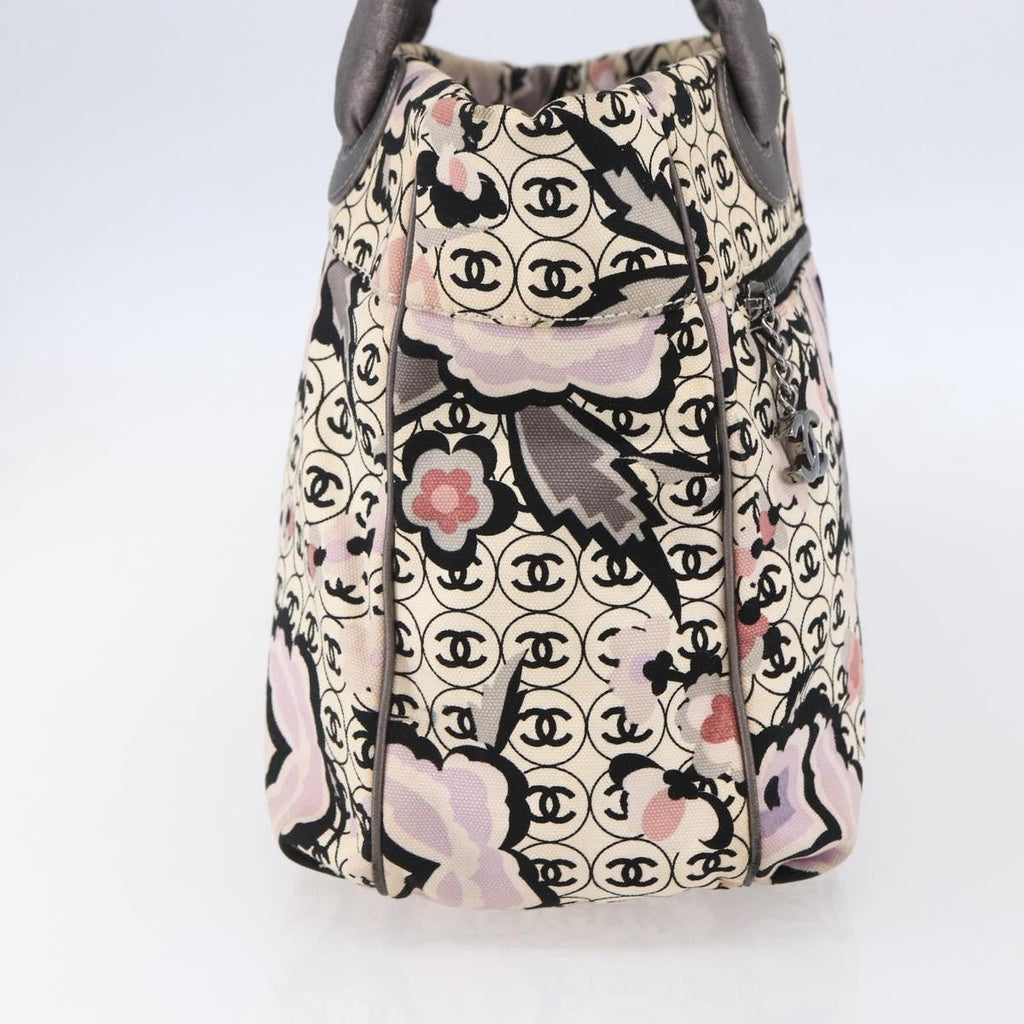 Chanel Vintage Floral Tote Canvas Beige Canvas Tote Bag Bag