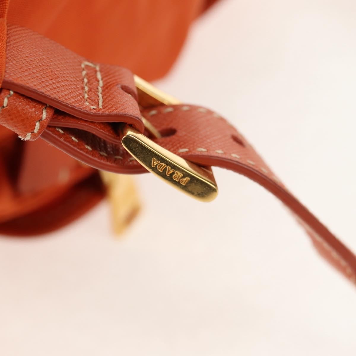Prada Vela Double Front Pocket Backpack Tessuto With Saffiano Leather Orange Nylon Backpack Bag