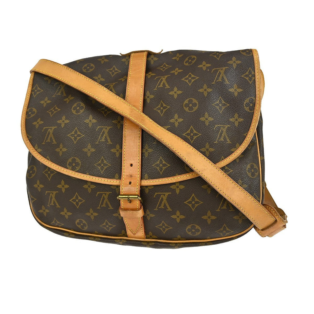 Louis Vuitton Saumur Handbag Monogram Canvas Brown Canvas Shoulder Bag