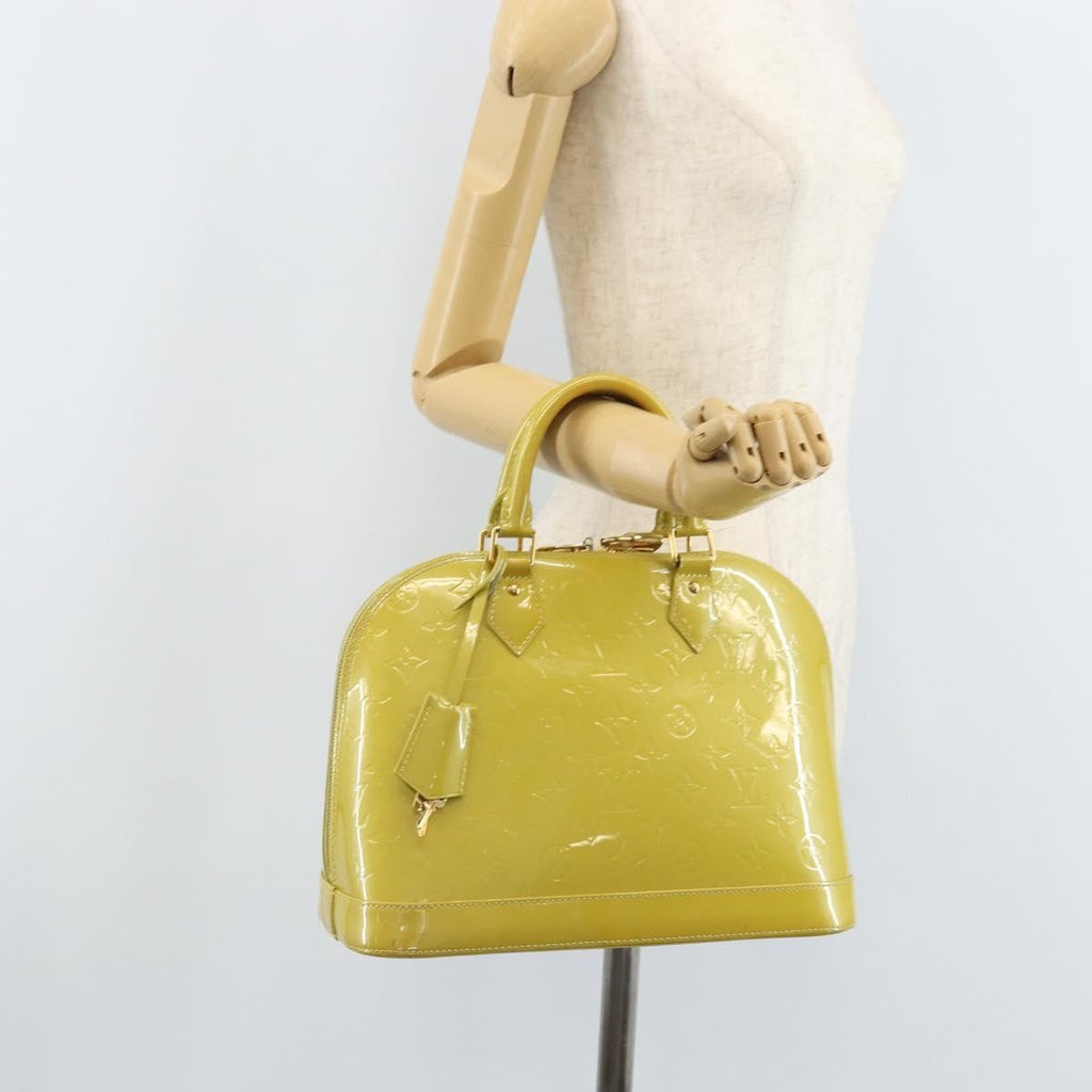 Louis Vuitton Alma Handbag Monogram Vernis Green Patent_Leather Handbag