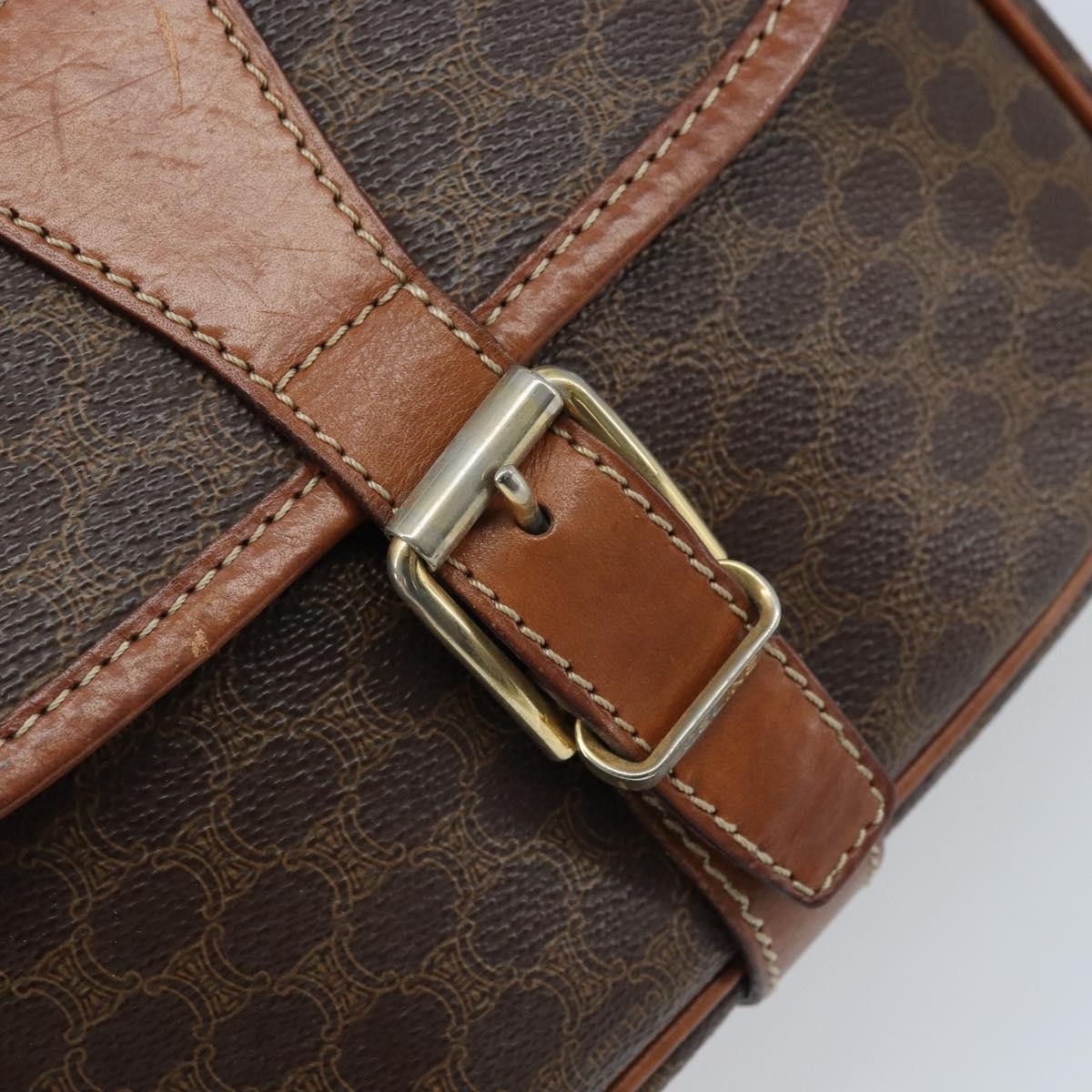 Celine Vintage Macadam Shoulder Bag Canvas And Leather Brown Pvc Shoulder Bag Bag