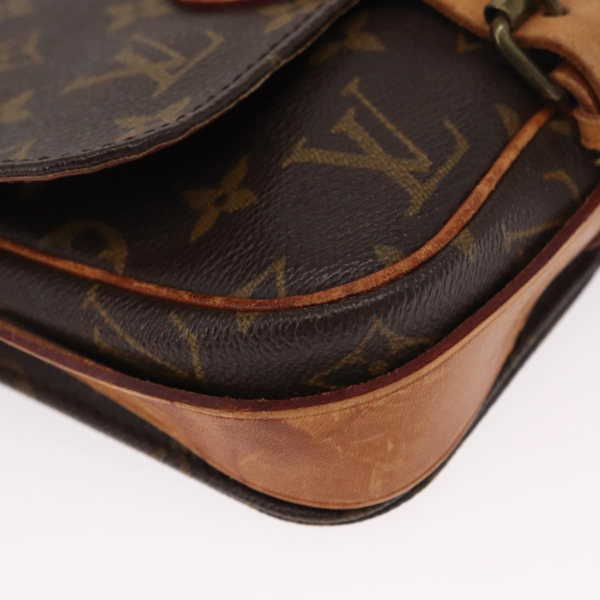 Louis Vuitton Cartouchiere Handbag Monogram Canvas Brown Canvas Shoulder Bag