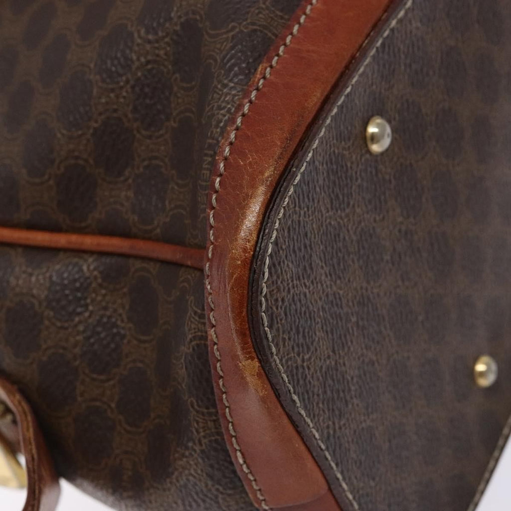 Celine Macadam Handbag Macadam With Leather Brown Canvas Handbag