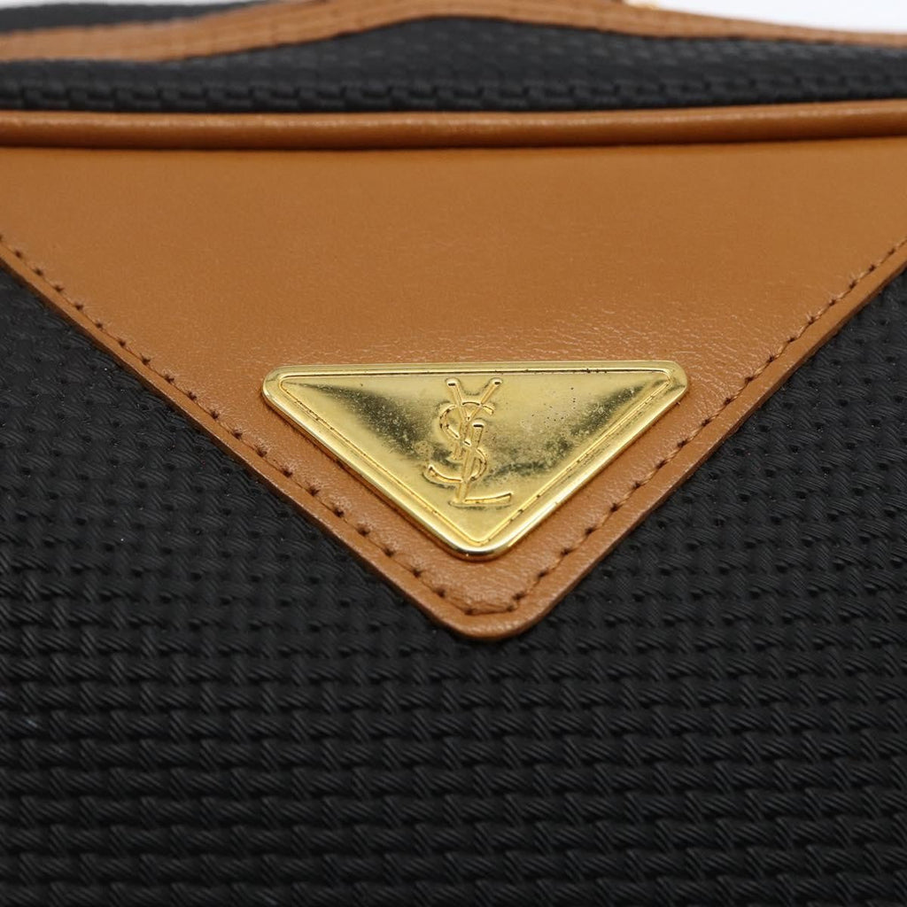 Saint Laurent Vintage Handbag Canvas Black Canvas Handbag (Pre-Owned)
