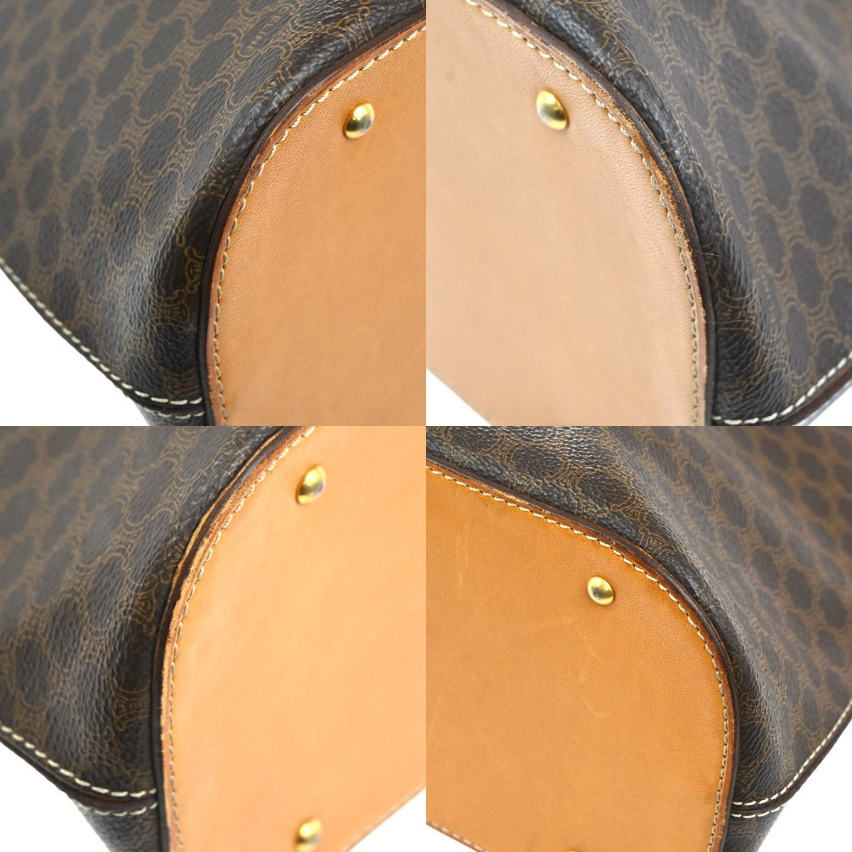 Celine Macadam Handbag Macadam With Leather Brown Pvc Handbag