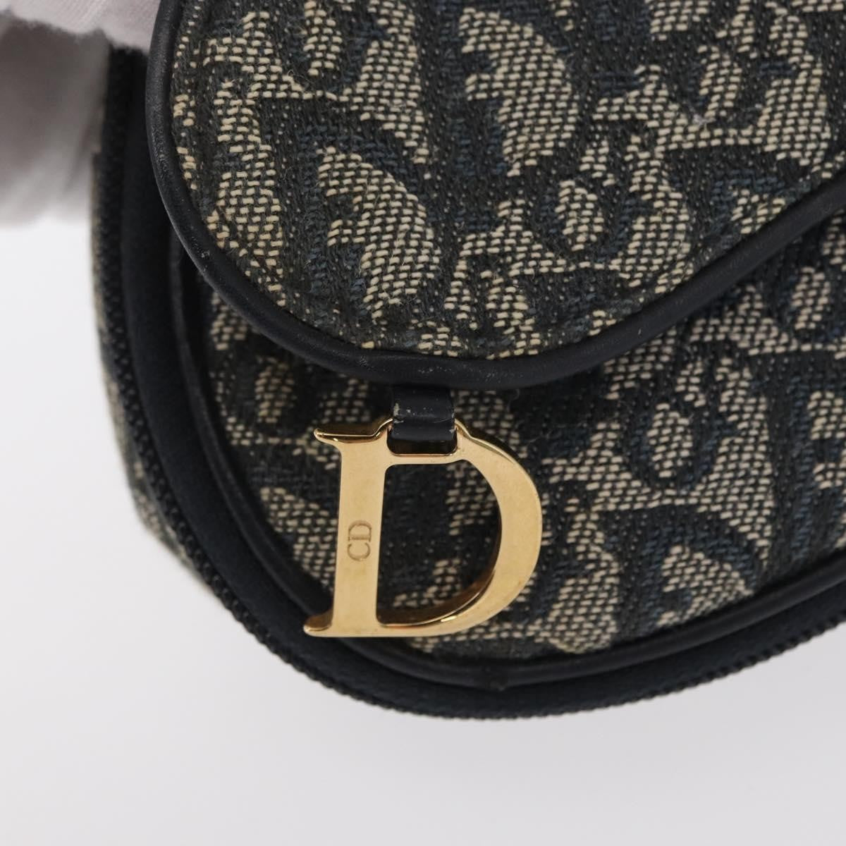 Christian Dior Saddle Zip Pouch Diorissimo Canvas Navy Canvas Clutche & Pouche Bag (Pre-Owned)