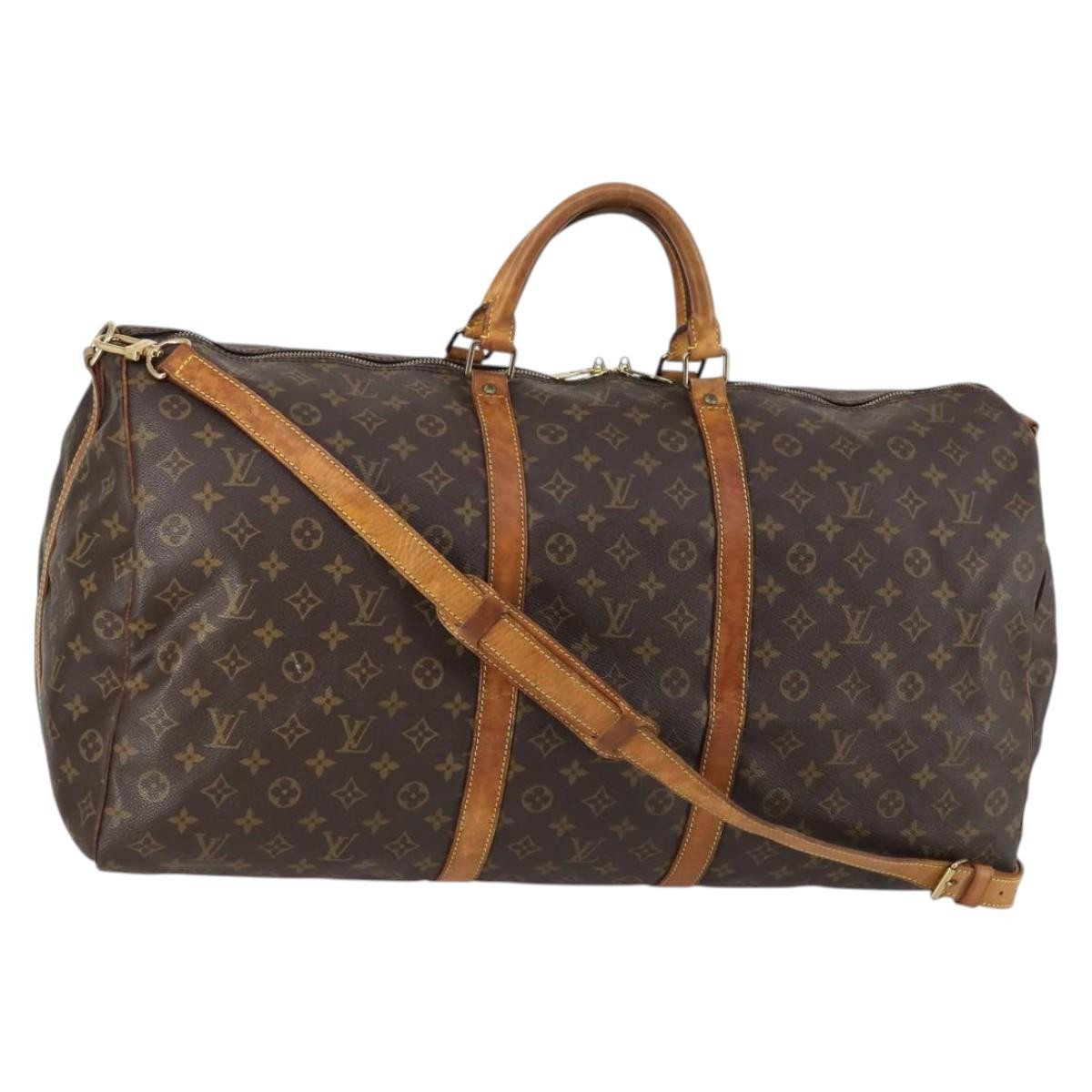 Louis Vuitton Keepall Bandouliere Bag Monogram Canvas Brown Canvas Travel Bag