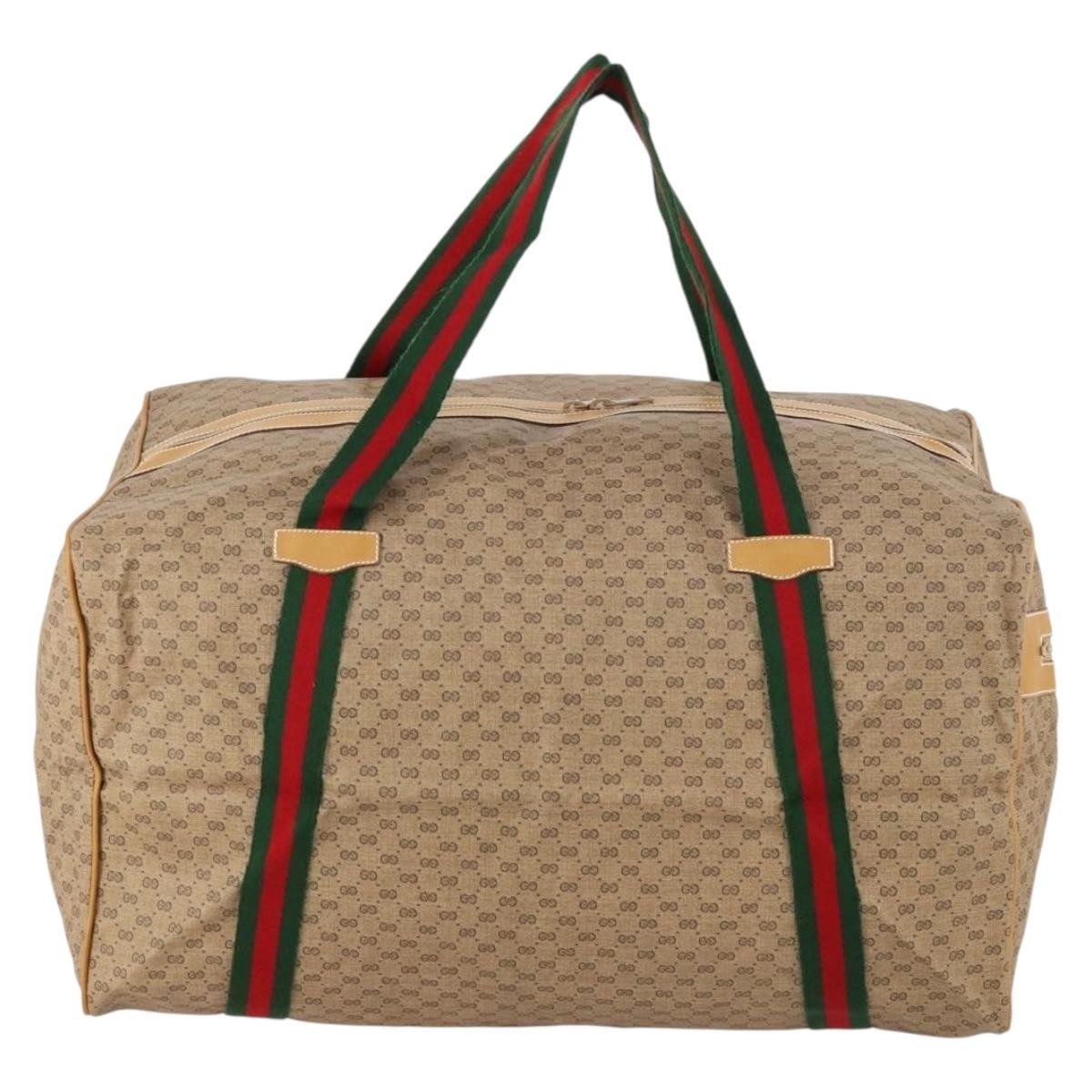 Gucci Web Trim Weekend Duffle Bag Gg Coated Canvas Beige Canvas Travel Bag Bag (Pre-Owned)