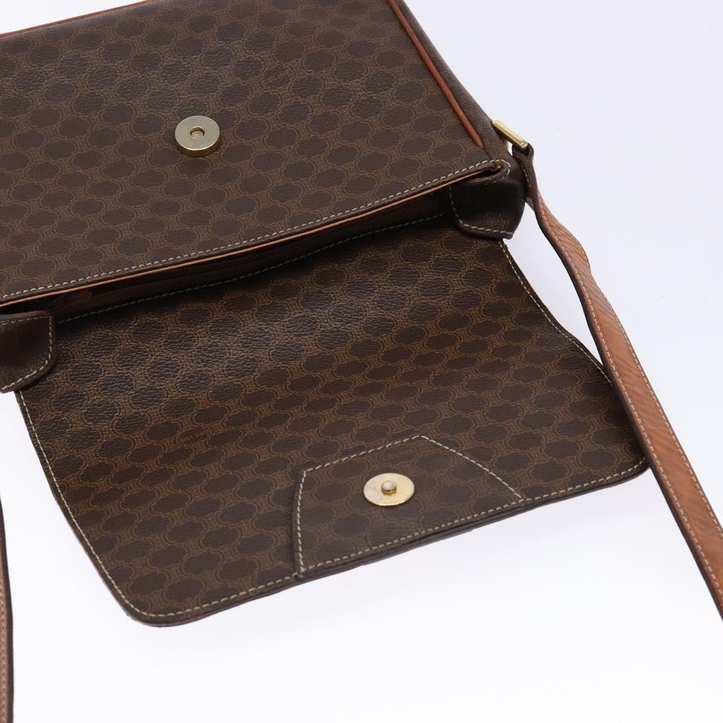 Celine Macadam Shoulder Bag Pvc Leather Brown Canvas Bag