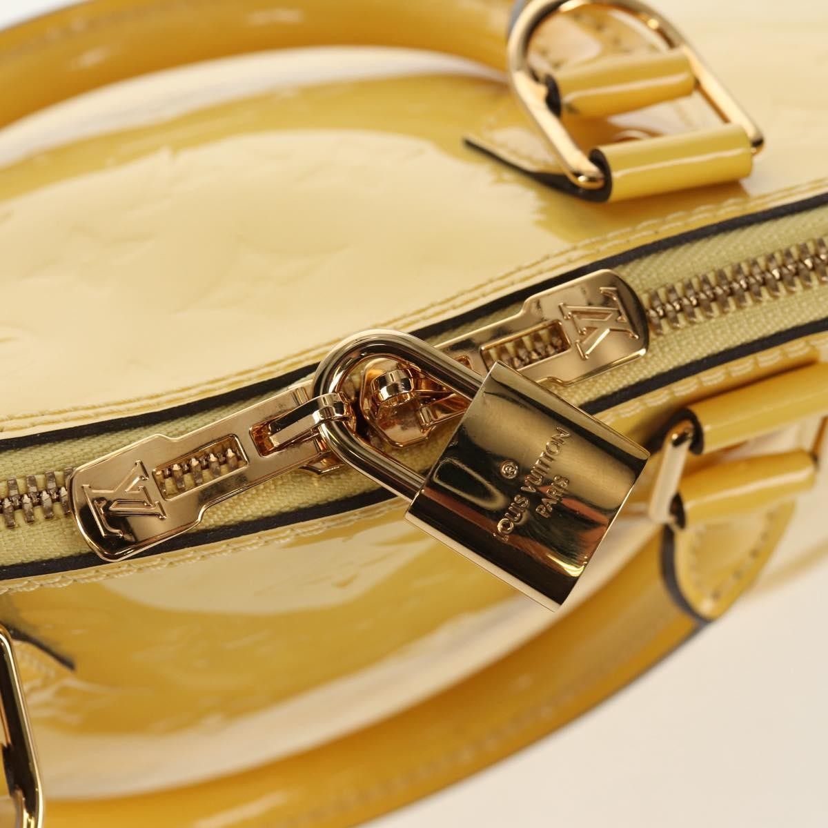 Louis Vuitton Alma Handbag Monogram Vernis Yellow Patent_Leather Handbag