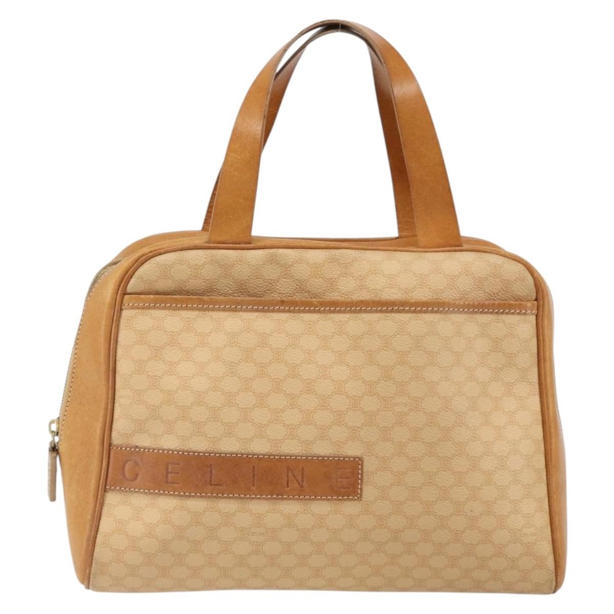 Celine Vintage Macadam Handbag Canvas And Leather Beige Canvas Handbag