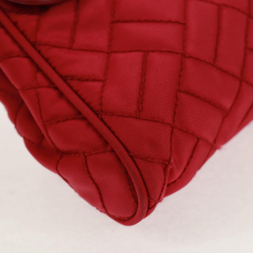 Prada Pushlock Chain Flap Bag Quilted Tessuto Red Nylon Shoulder Bag Bag