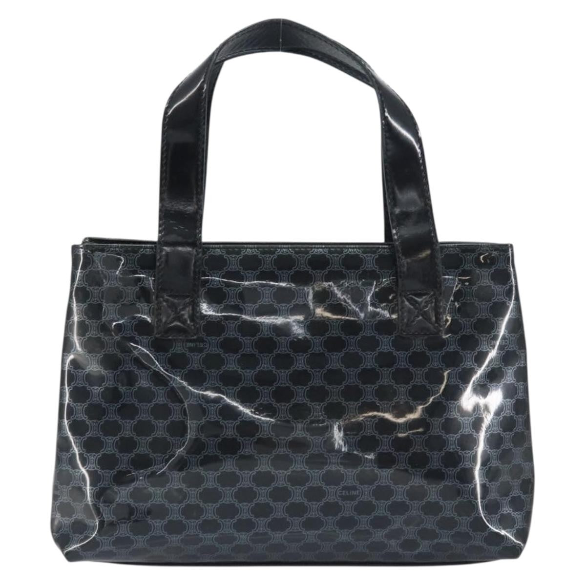 Celine Vintage Macadam Shopper Tote Venyl Black Plastic Tote Bag Bag