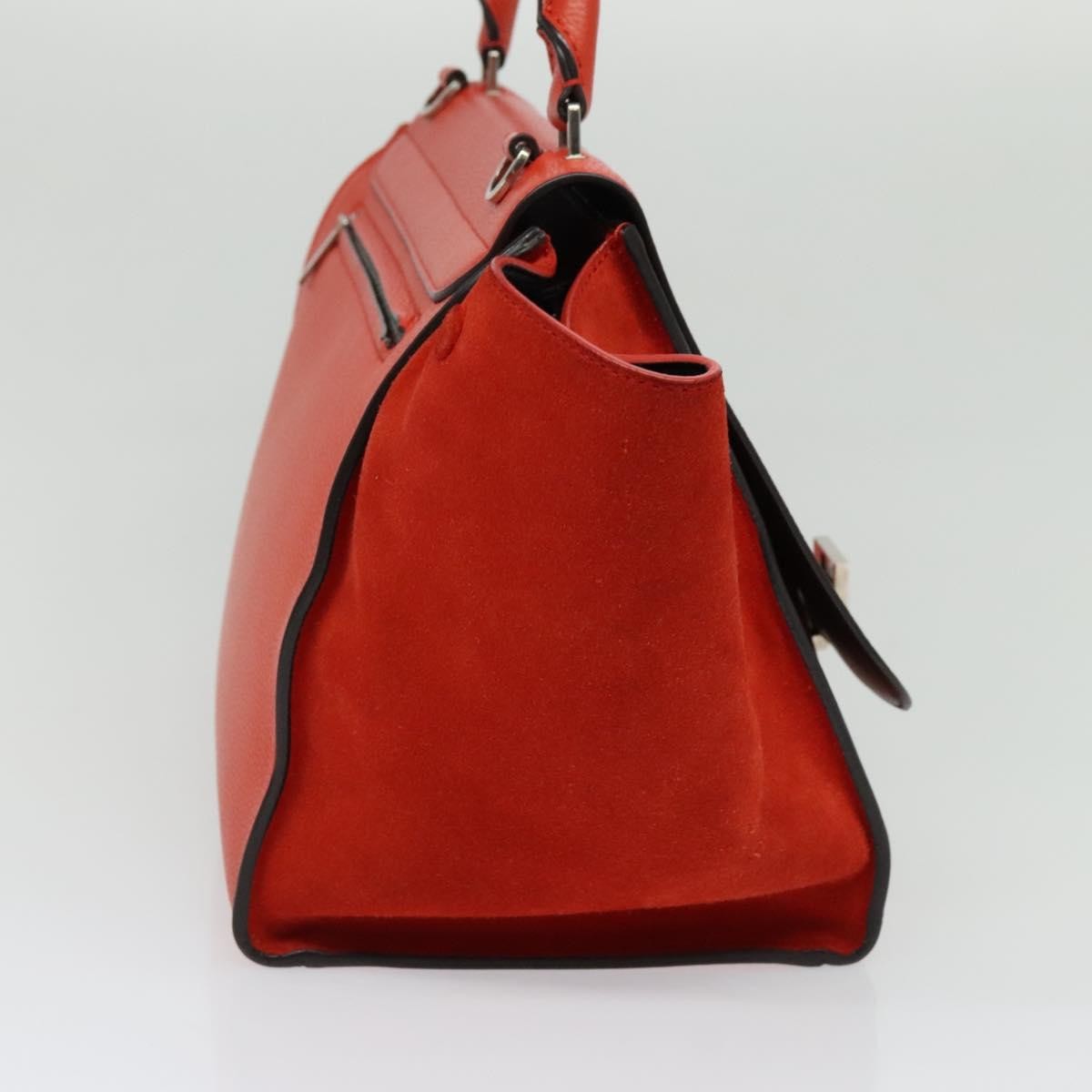 Celine Trapeze Bag Leather With Suede Red Leather Handbag