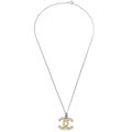 Chanel Cc Logo Pendant Necklace Metal Silver Silver_Plated Necklace Jewelry