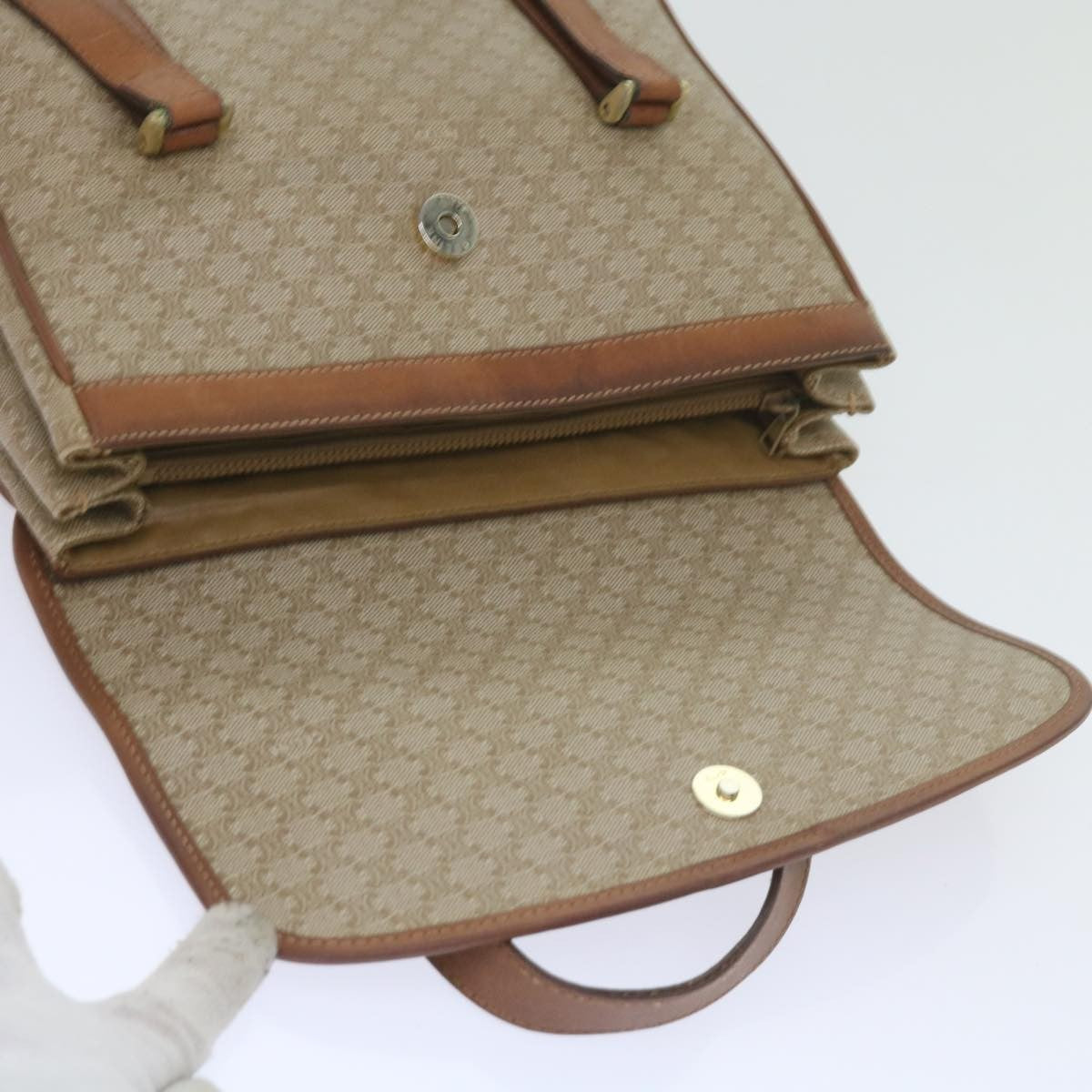 Celine Vintage Macadam Handbag Canvas And Leather Beige Canvas Handbag