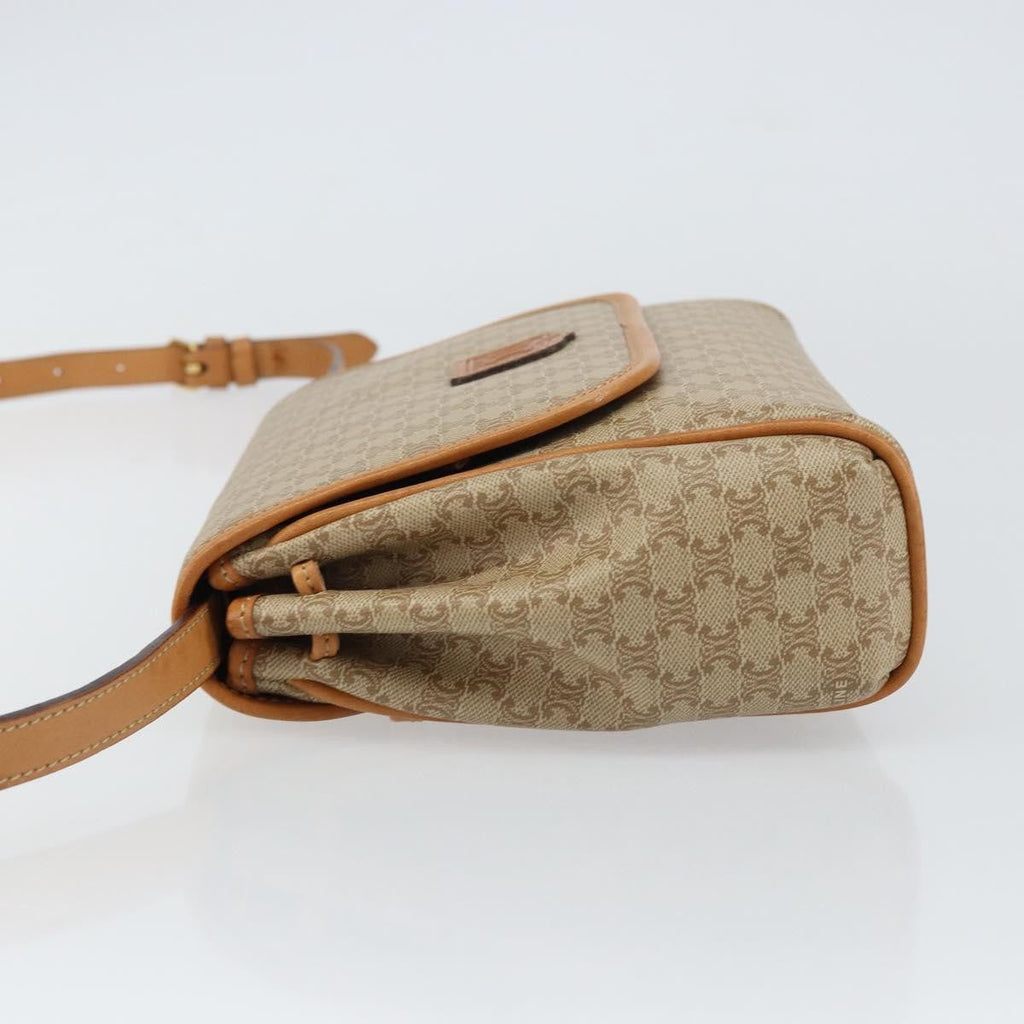 Celine Vintage Macadam Shoulder Bag Canvas And Leather Beige Canvas Shoulder Bag Bag