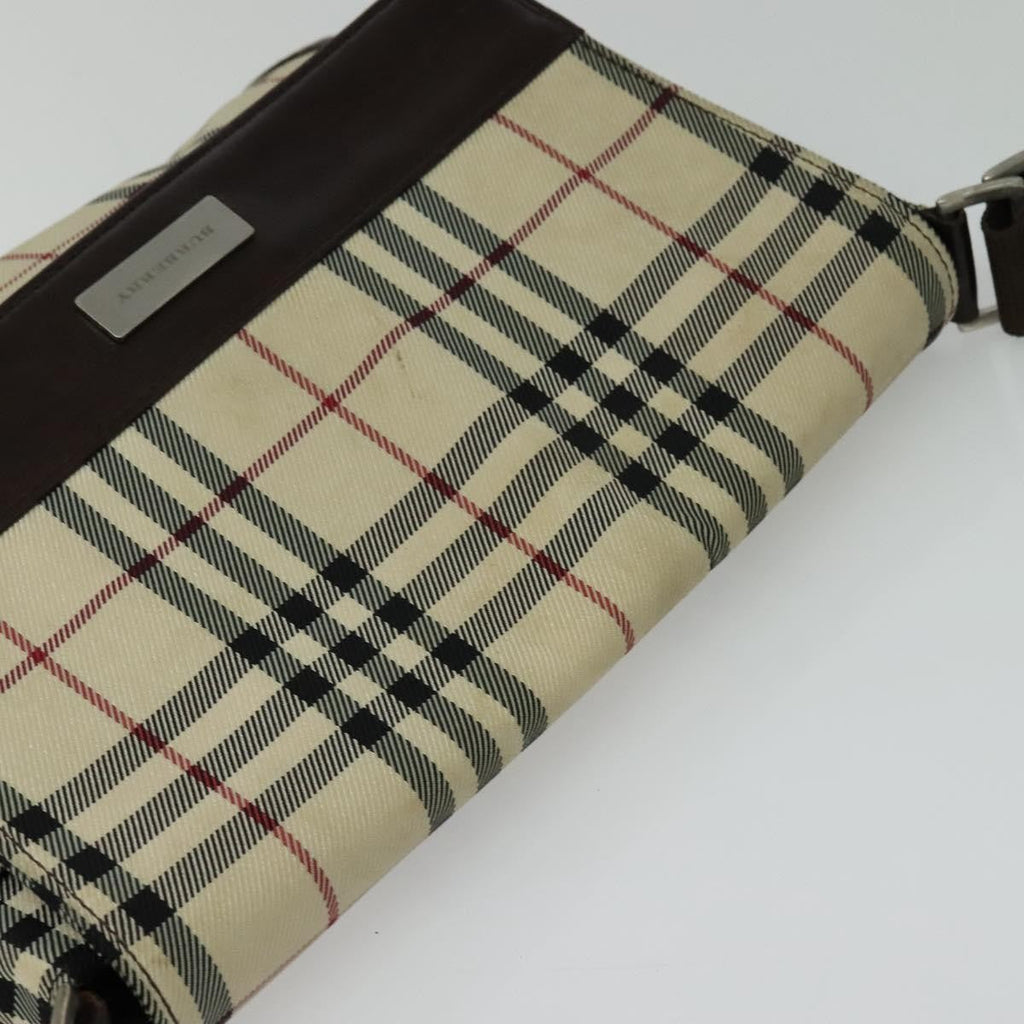 Burberry Vintage Flap Crossbody Bag Haymarket Canvas Beige Nylon Shoulder Bag