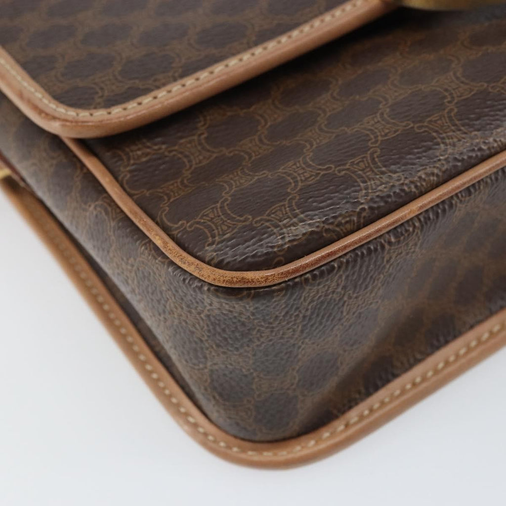 Celine Vintage Macadam Circle Logo Shoulder Bag Canvas And Leather Brown Pvc Shoulder Bag Bag