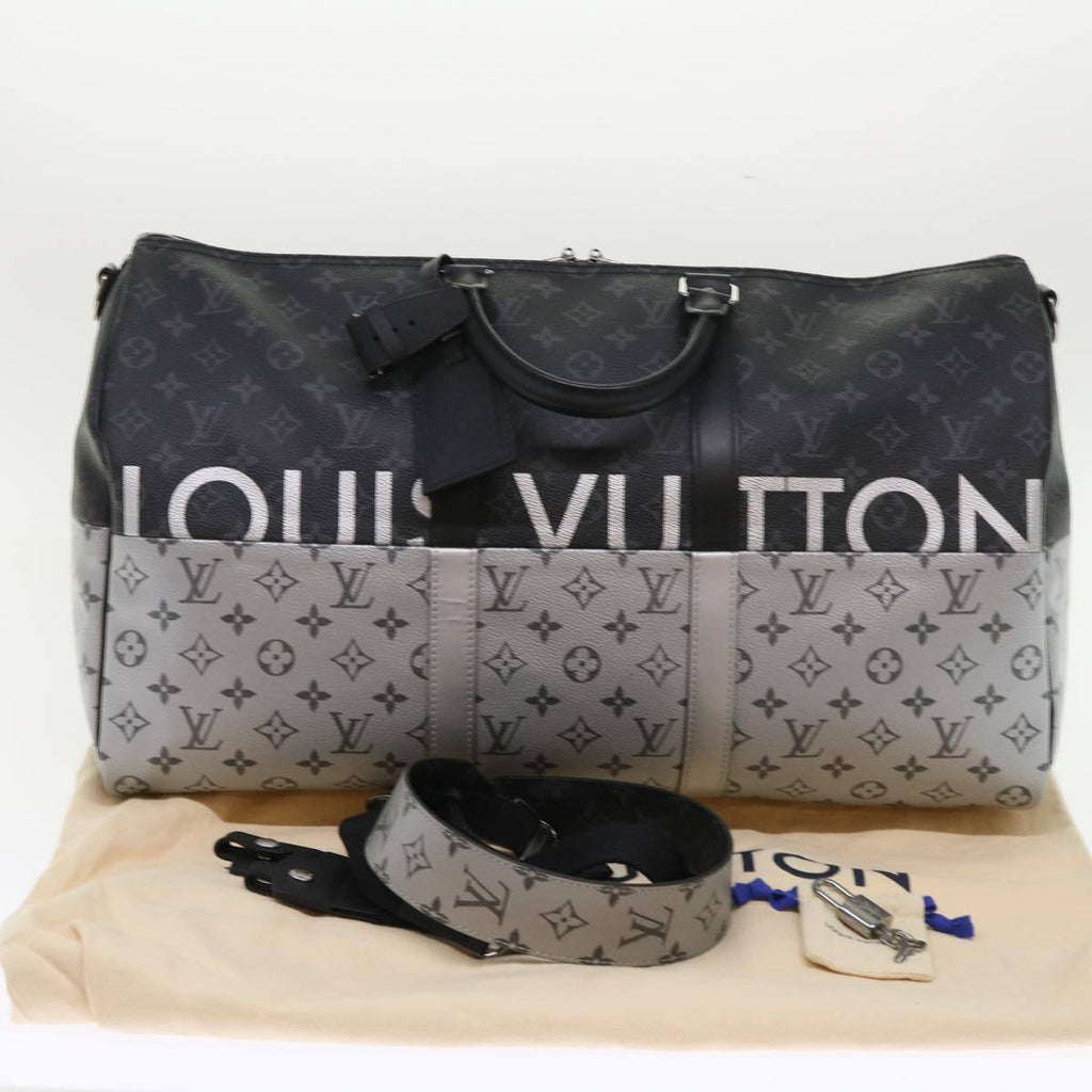 Louis Vuitton Keepall Bandouliere Bag Monogram Eclipse Split Canvas Black Canvas Bag
