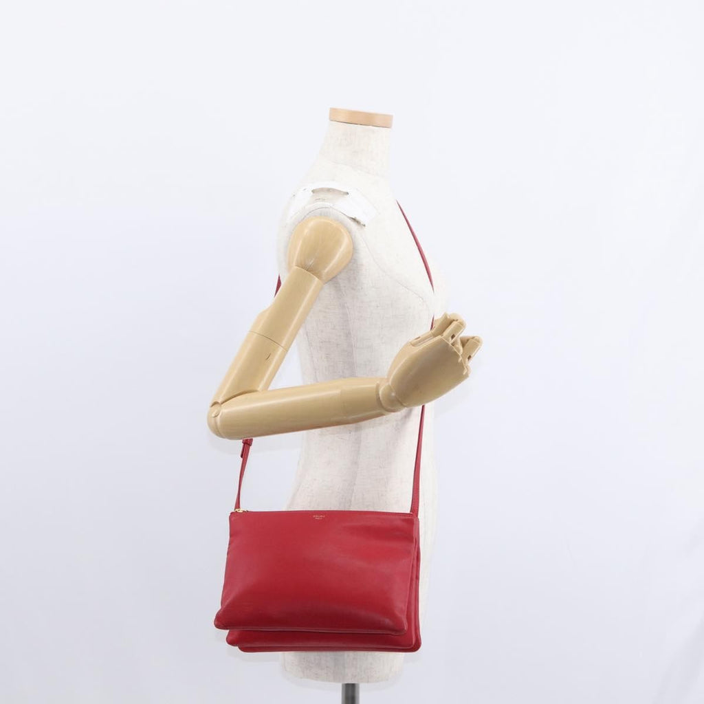 Celine Trio Crossbody Bag Leather Red Leather Shoulder Bag Bag