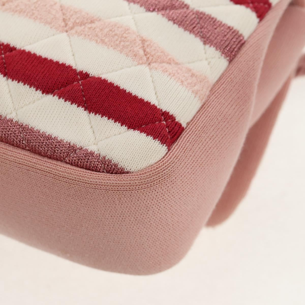 Chanel Vintage Flap Shoulder Bag Canvas Pink Leather Handbag