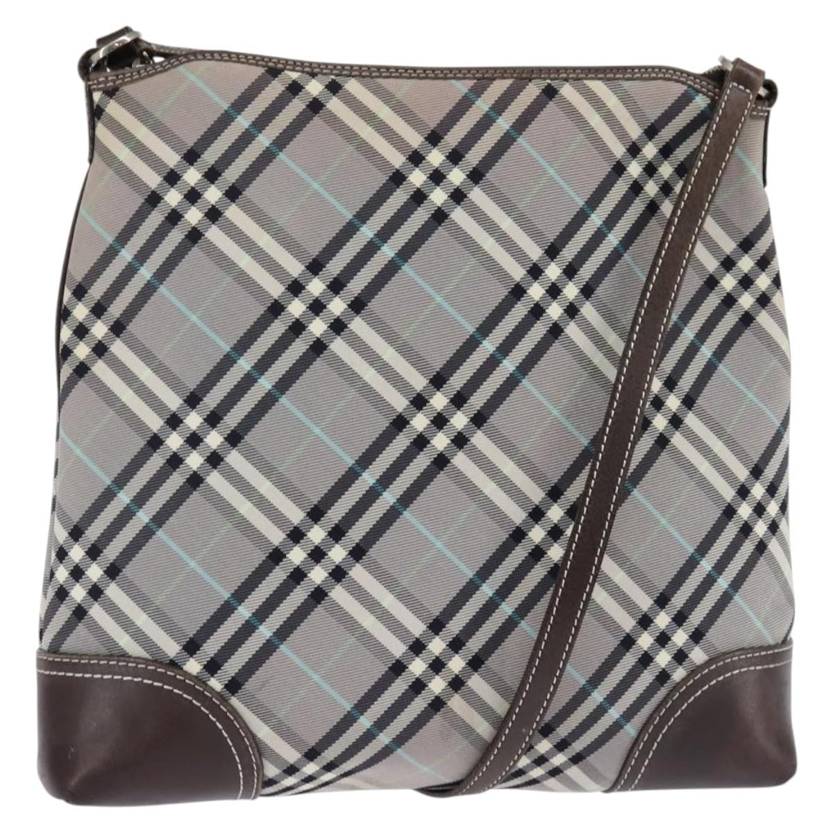 Burberry Nova Check Blue Label Canvas Gray Nylon Shoulder Bag