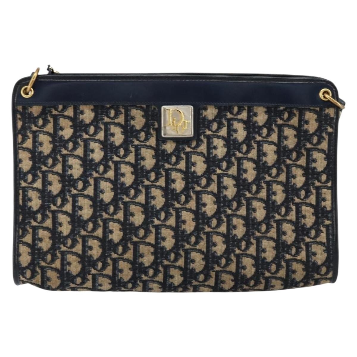 Christian Dior Vintage Trotter Shoulder Bag Canvas Navy Canvas Shoulder Bag Bag (Pre-Owned)