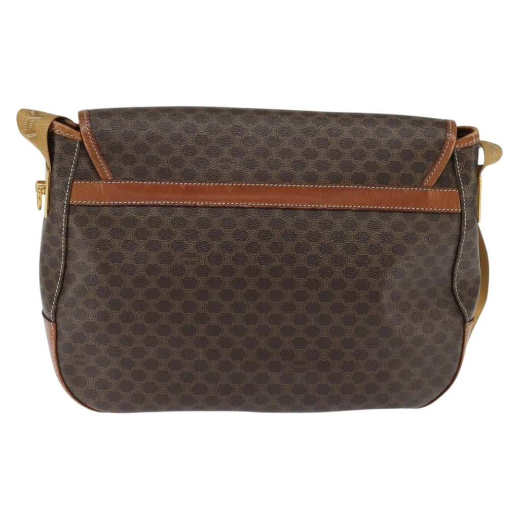 Celine Vintage Macadam Shoulder Bag Canvas And Leather Brown Canvas Shoulder Bag Bag