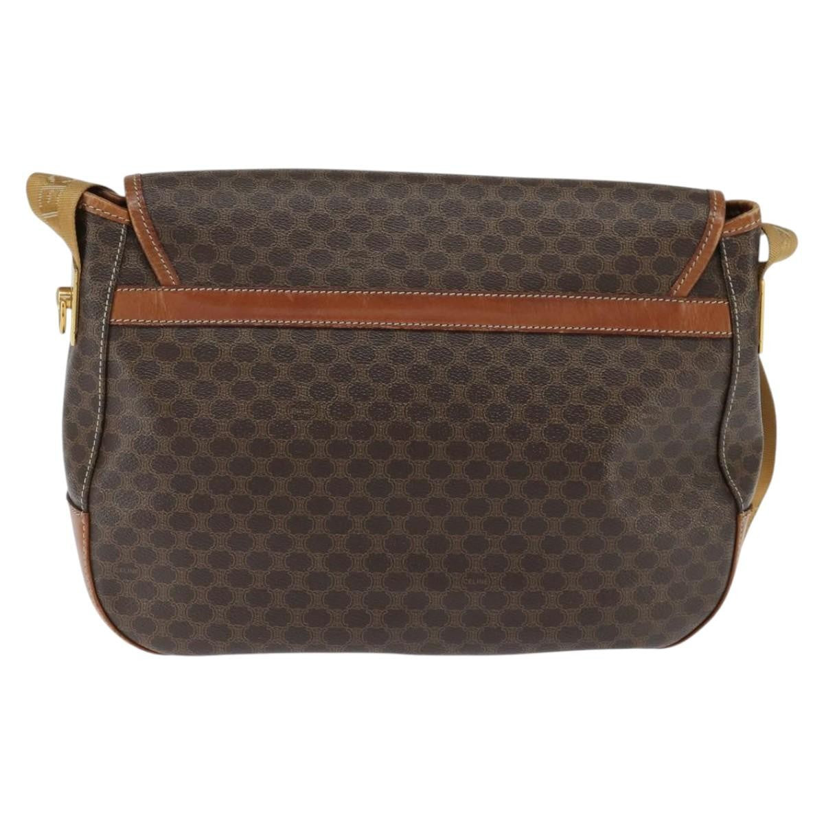 Celine Vintage Macadam Shoulder Bag Canvas And Leather Brown Canvas Shoulder Bag Bag