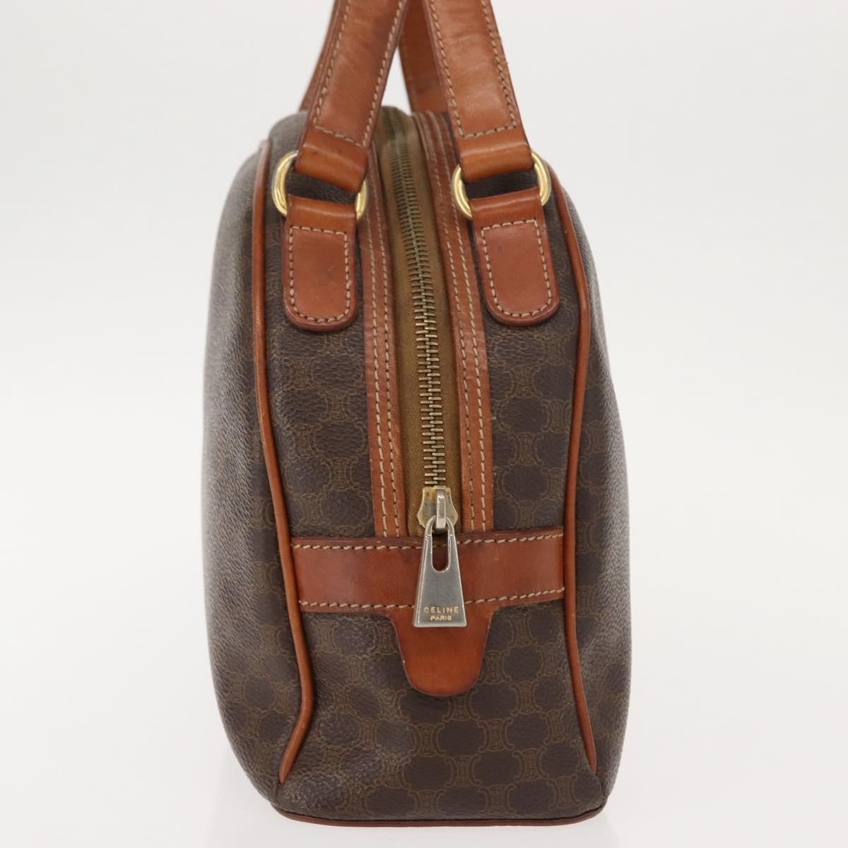 Celine Vintage Macadam Handbag Canvas And Leather Brown Canvas Handbag