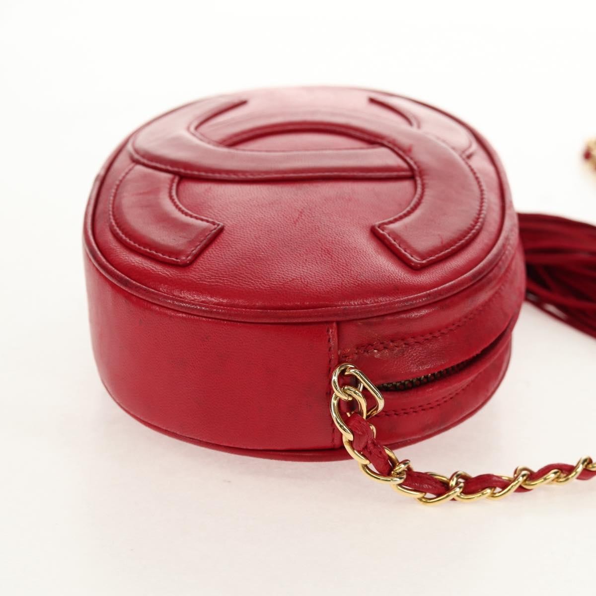 Chanel Vintage Oval Cc Tassel Crossbody Bag Leather Red Leather Shoulder Bag Bag