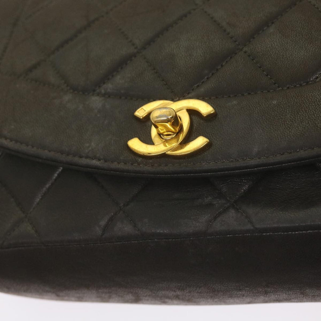 Chanel Vintage Diana Flap Bag Quilted Lambskin Black Leather Shoulder Bag Bag