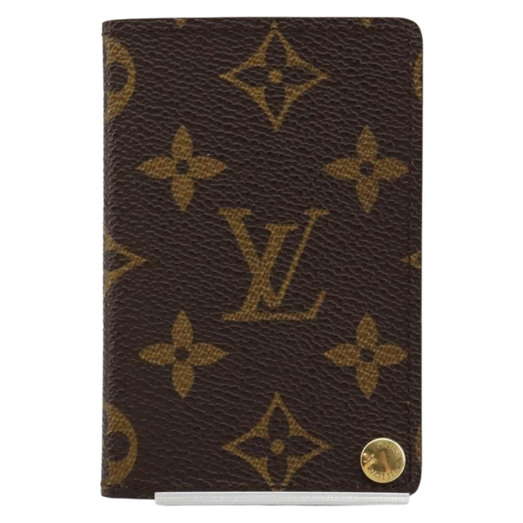 Louis Vuitton Porte Cartes Pression Card Case Monogram Canvas Brown Canvas Card Holders Accessory